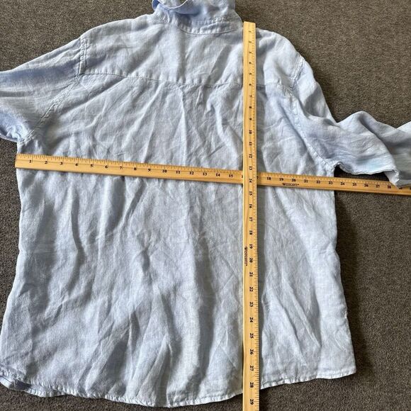 Puro Lino Shirt Mens Size 3XL Blue Button Up Long Sleeve Linen Made In Italy - Picture 5 of 8